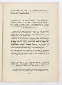 Memoria justificativa del derecho que tiene la Sociedad Española Productos Pirelli, S.A. de acogerse a los beneficios de la ley de 16 de marzo de 1939 sobre anticipos destinados a la reparación de los daños sufridos por la destrucción de su fábrica de Villanueva y Geltrú