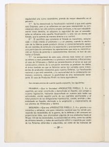 Memoria justificativa del derecho que tiene la Sociedad Española Productos Pirelli, S.A. de acogerse a los beneficios de la ley de 16 de marzo de 1939 sobre anticipos destinados a la reparación de los daños sufridos por la destrucción de su fábrica de Villanueva y Geltrú